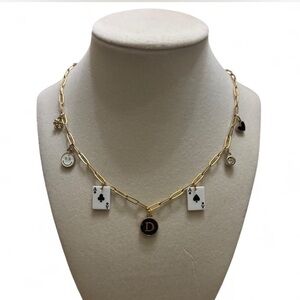 Gold Charm Necklace with Playing Card Accents